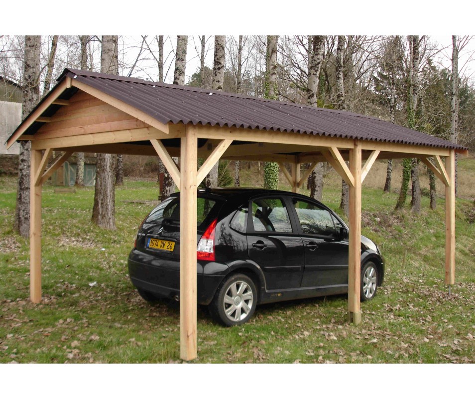 Carport bois voiture fabriqué en France par CIHB