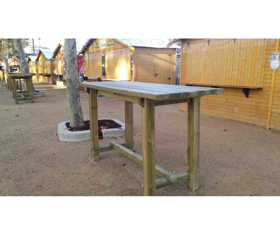 Table haute-mange debout-longueur 2,00 m Traitement autoclave classe IV  sans traitement