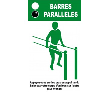 Panneau silhouette pour barres paralleles pour jeux de plein air; et parcours de santé.